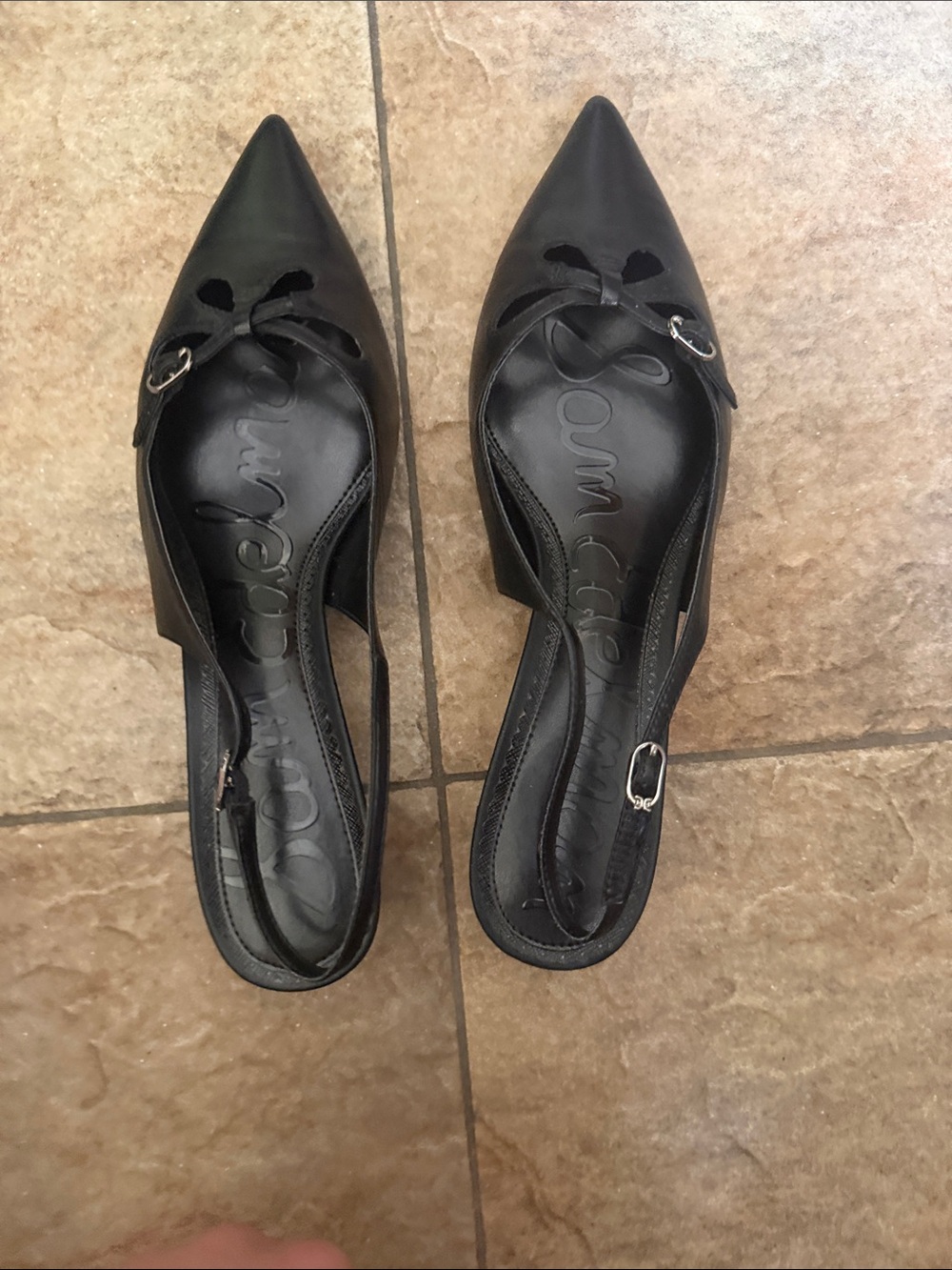 Sam Edelman Black Pointed Toe Slingback with Ring Detail
